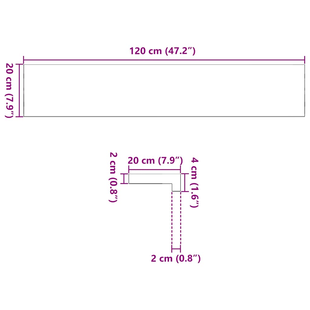 Pervaz 2 buc lemn masiv de stejar netratat 120x20x2 cm