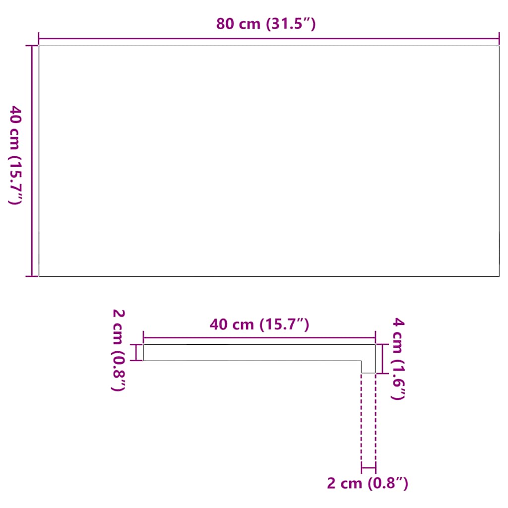 Pervaz 2 buc lemn masiv de stejar netratat 80x40x2 cm