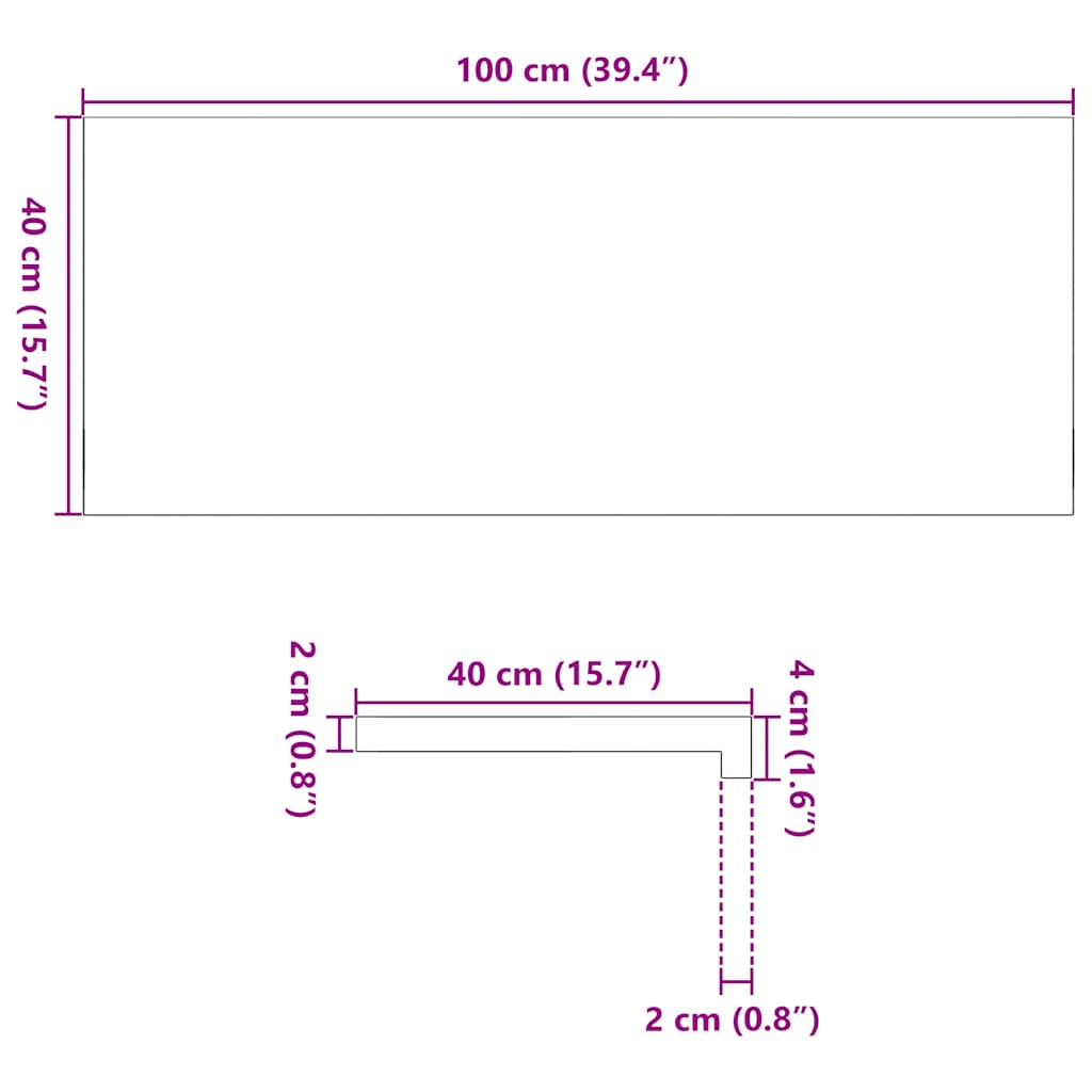 Pervaz 2 buc lemn masiv de stejar netratat 100x40x2 cm