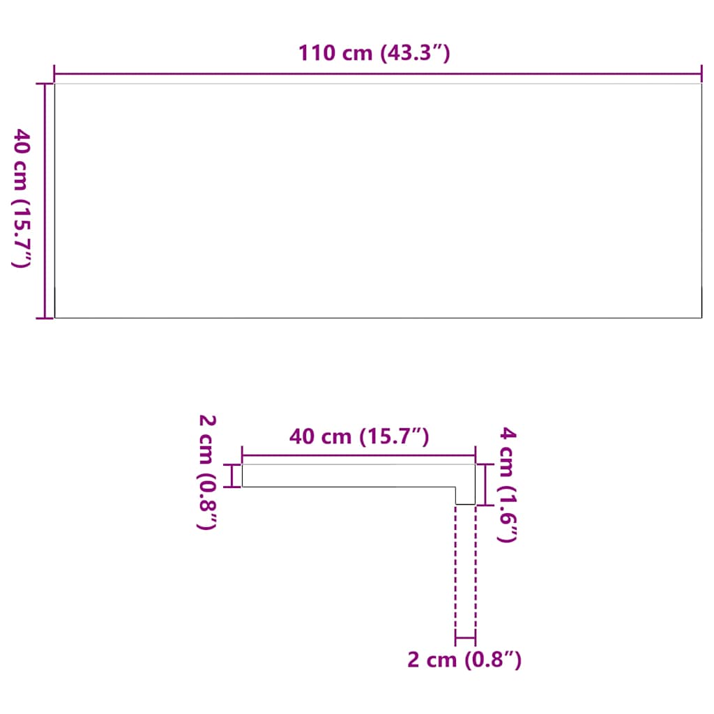 Pervaz 2 buc lemn masiv de stejar netratat 110x40x2 cm