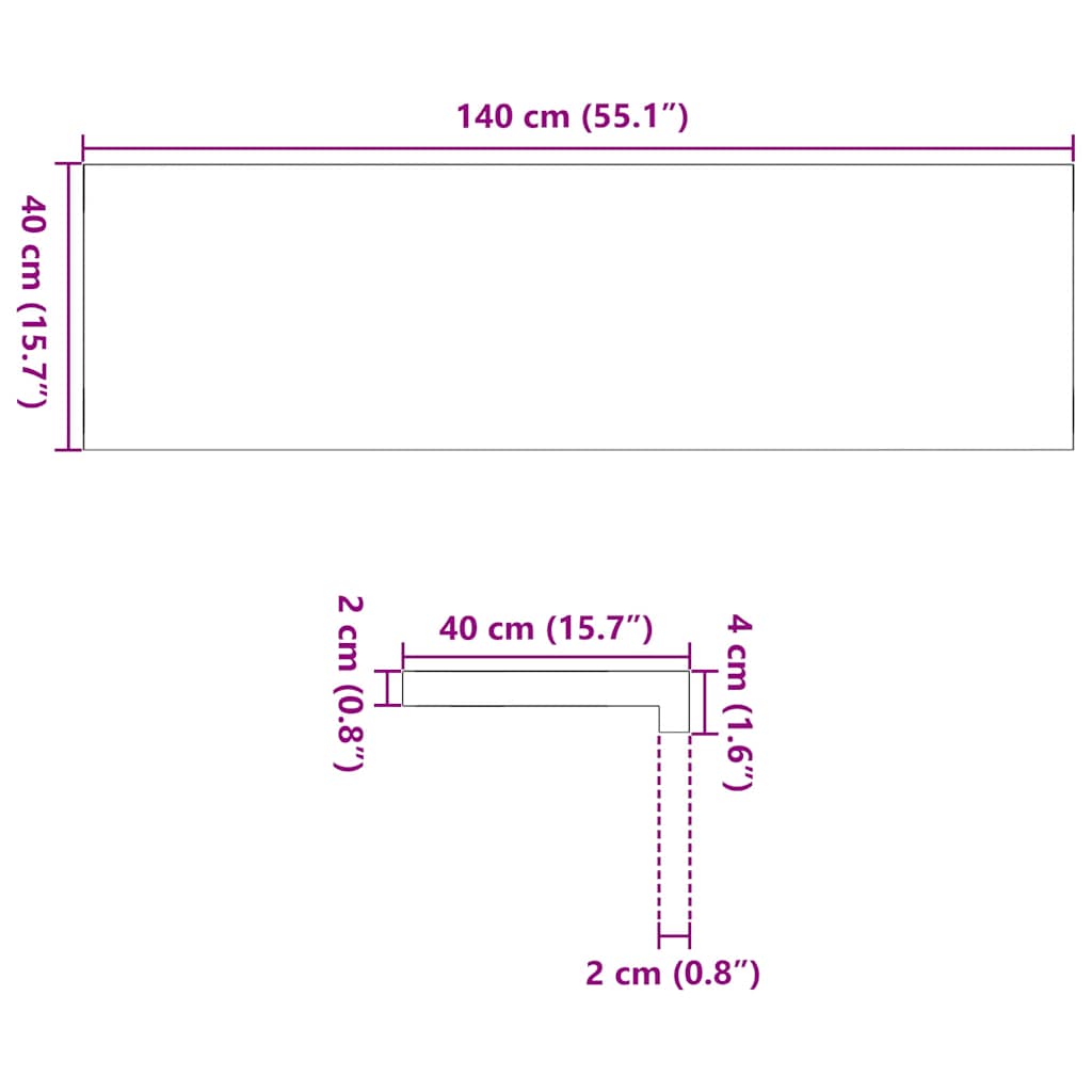 Pervaz 2 buc lemn masiv de stejar netratat 140x40x2 cm