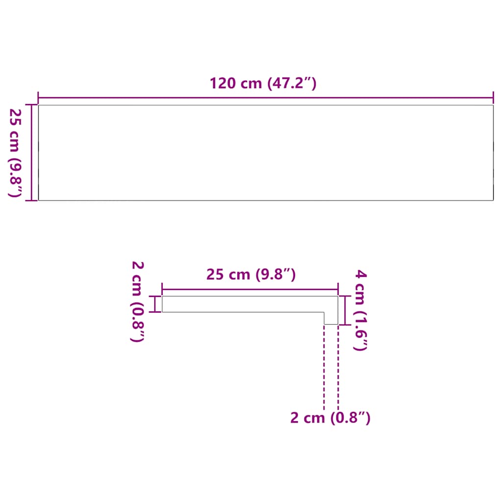 Pervaz 2 buc lemn masiv de maro deschis 120x25x2 cm