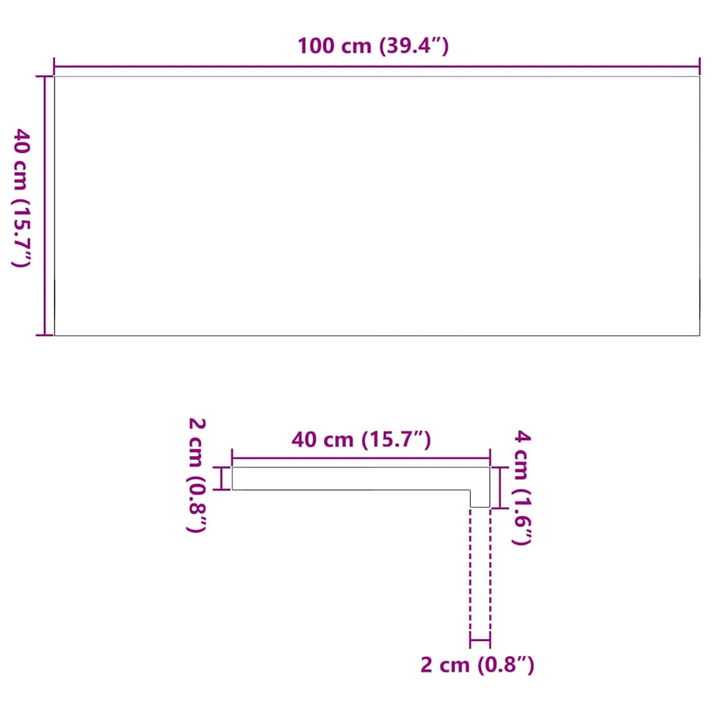 Pervaz 2 buc lemn masiv de maro deschis 100x40x2 cm