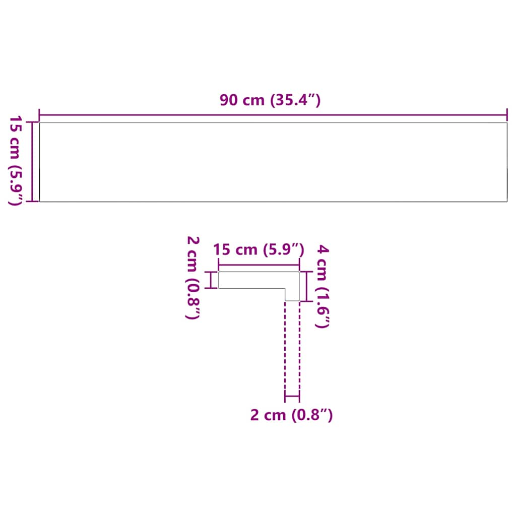 Pervaz 2 buc lemn masiv de Maro închis 90x15x2 cm