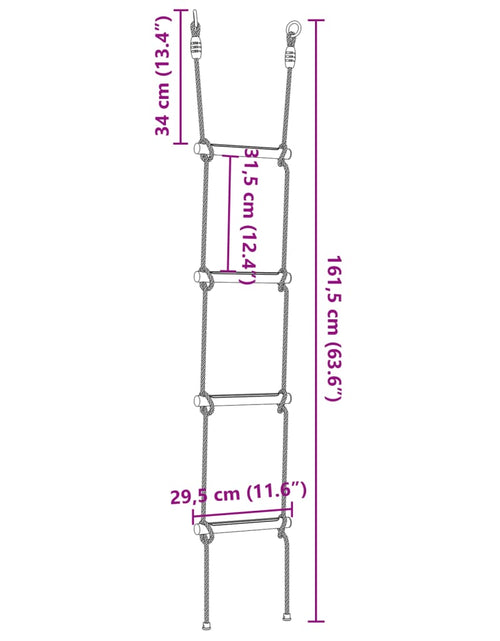 Încărcați imaginea în vizualizatorul Galerie, Scară din funie pentru copii cu 4 trepte, multicolor
