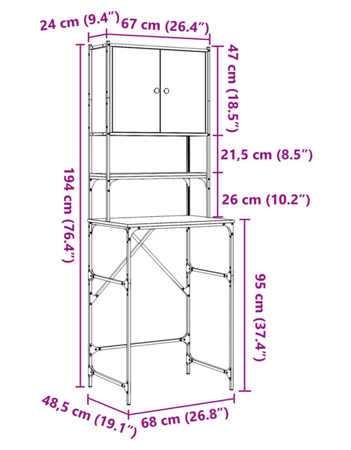 Încărcați imaginea în vizualizatorul Galerie, Dulap mașina de spălat, stejar sonoma, 68x48,5x194 cm
