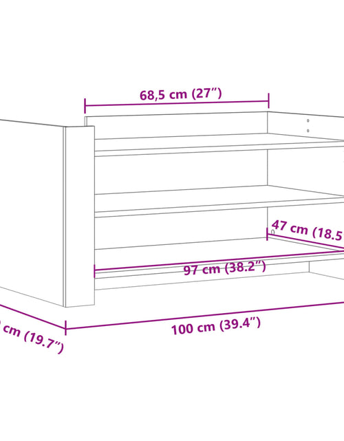 Загрузите изображение в средство просмотра галереи, Măsuță de cafea, stejar fumuriu, 100x50x50 cm, lemn prelucrat
