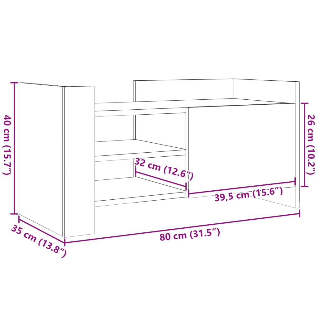 Comodă TV, negru, 80x35x40 cm, lemn prelucrat