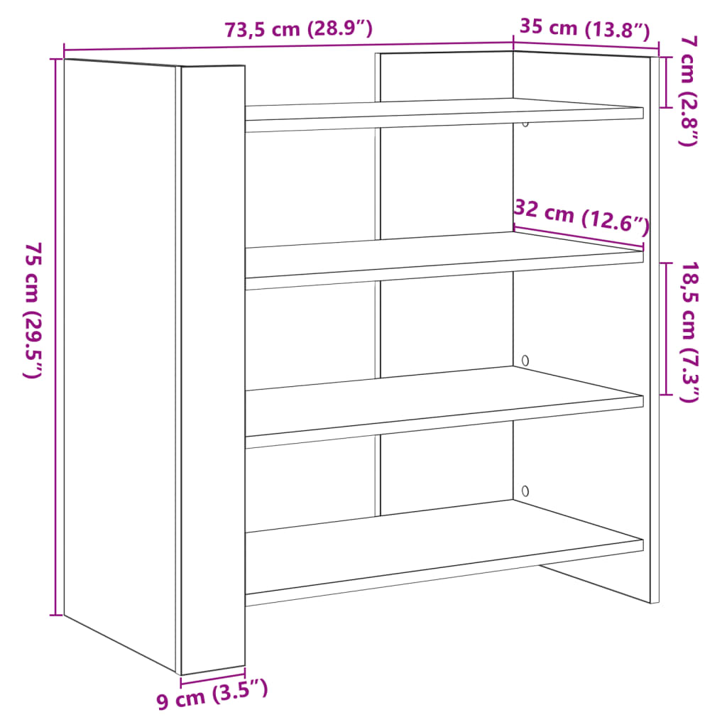 Dulap, negru, 73,5x35x75 cm, lemn prelucrat