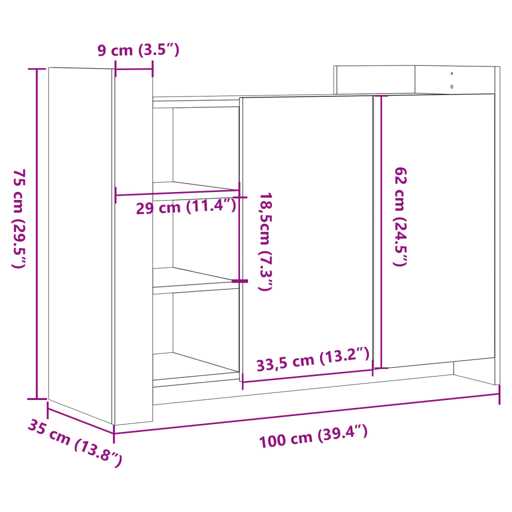 Dulap, alb, 100x35x75 cm, lemn prelucrat