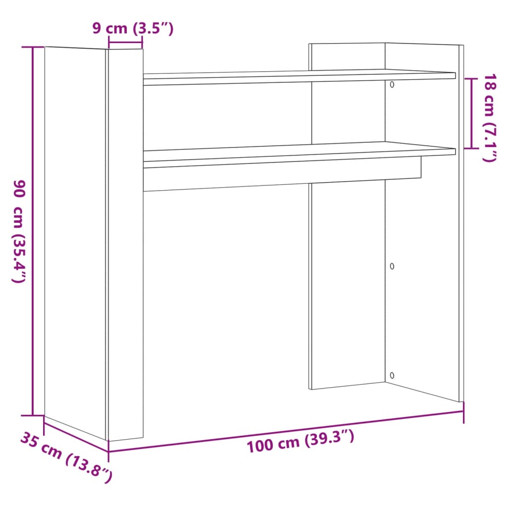 Masă consolă, gri beton, 100x35x90 cm, lemn prelucrat