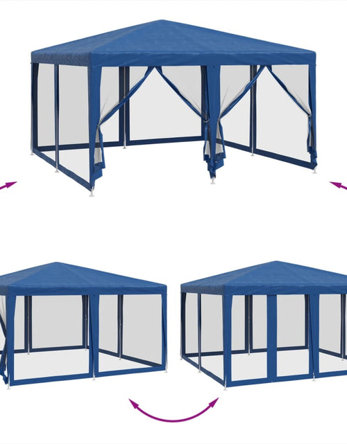 Загрузите изображение в средство просмотра галереи, Cort de petrecere cu 8 pereți din plasă, albastru, 4x4 m HDPE

