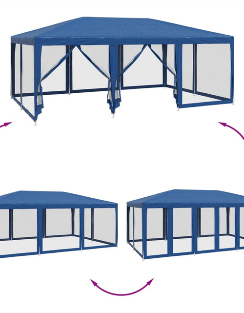 Загрузите изображение в средство просмотра галереи, Cort de petrecere cu 10 pereți din plasă, albastru, 6x4 m HDPE

