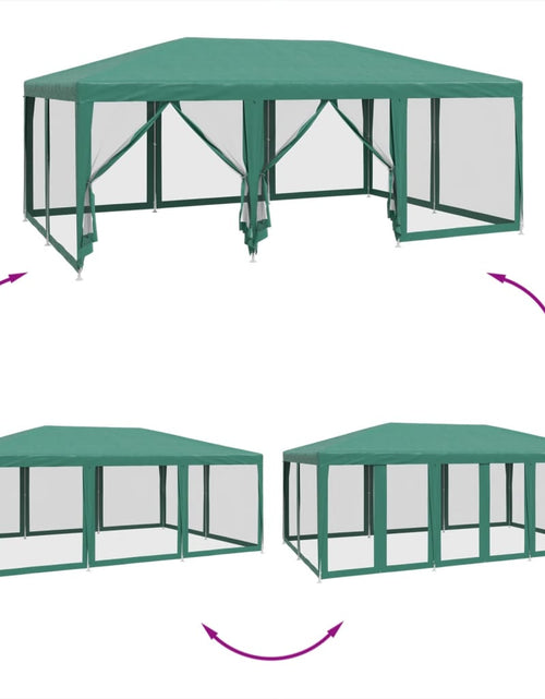 Încărcați imaginea în vizualizatorul Galerie, Cort de petrecere cu 10 pereți din plasă, verde, 6x4 m, HDPE
