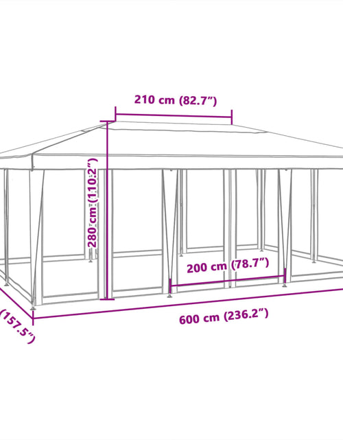 Încărcați imaginea în vizualizatorul Galerie, Cort de petrecere cu 10 pereți din plasă, verde, 6x4 m, HDPE
