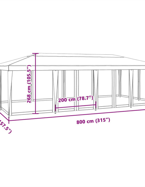 Încărcați imaginea în vizualizatorul Galerie, Cort de petrecere cu 12 pereți din plasă, alb, 8x4 m, HDPE
