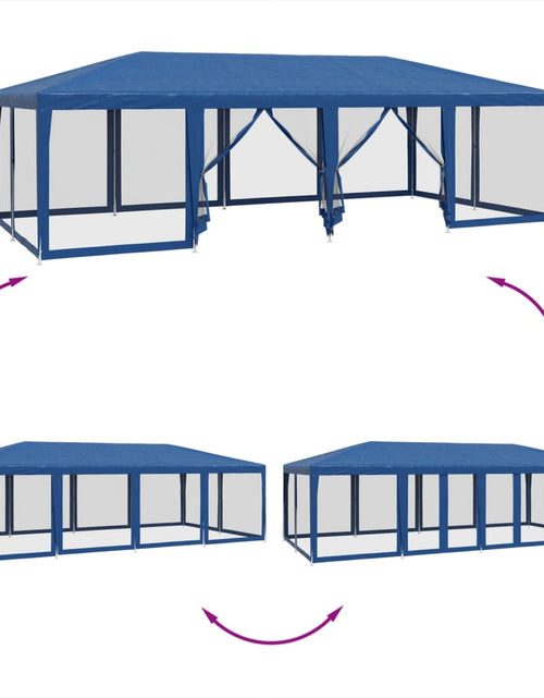Загрузите изображение в средство просмотра галереи, Cort de petrecere cu 12 pereți din plasă, albastru, 8x4 m, HDPE
