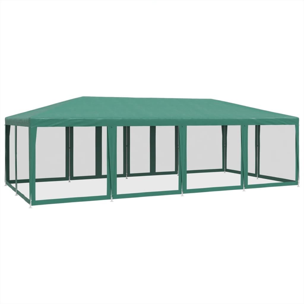 Cort de petrecere cu 12 pereți din plasă, verde, 8x4 m, HDPE