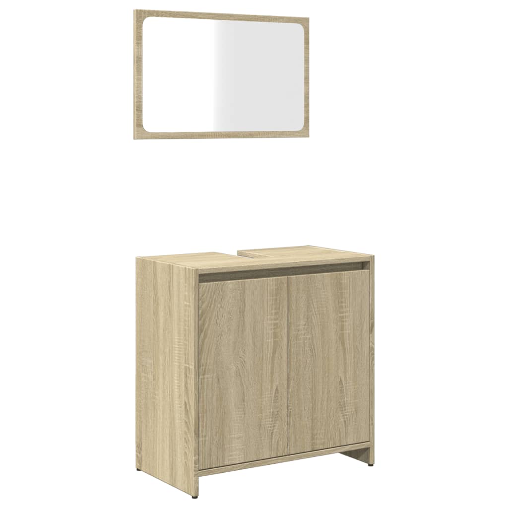 Set mobilier de baie, 2 piese, stejar sonoma, lemn prelucrat