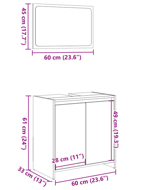 Загрузите изображение в средство просмотра галереи, Set mobilier de baie, 2 piese, stejar sonoma, lemn prelucrat
