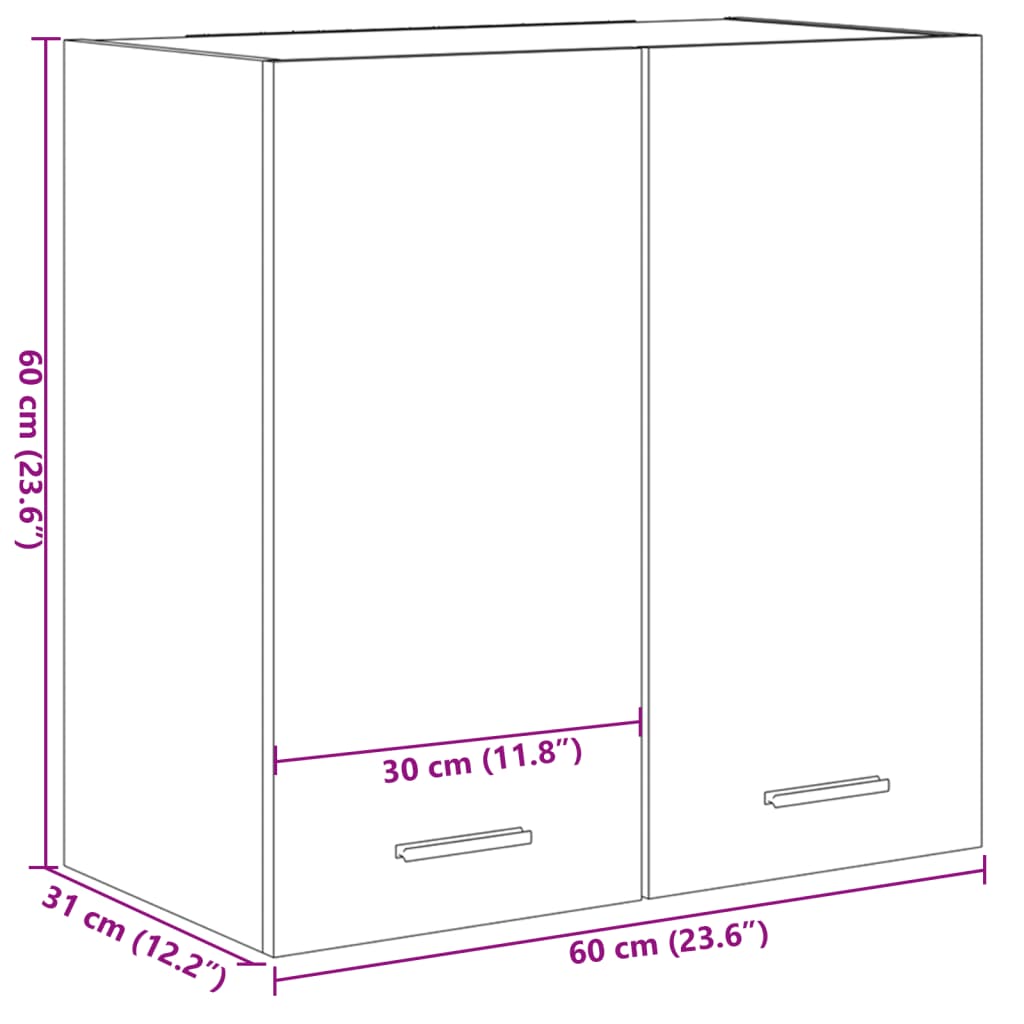 Dulap suspendat, stejar Sonoma, 60x31x60 cm, PAL