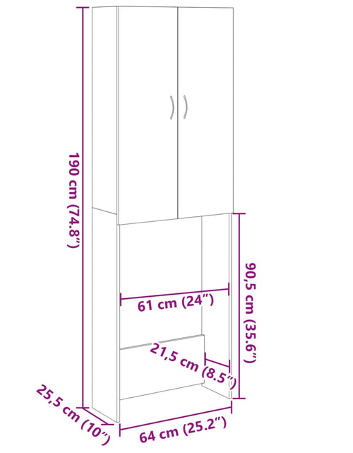 Încărcați imaginea în vizualizatorul Galerie, Dulap mașina de spălat, stejar sonoma, 64x25,5x190 cm
