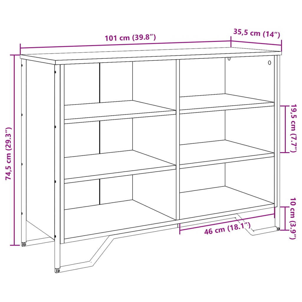 Dulap, stejar fumuriu, 101x35,5x74,5 cm, lemn prelucrat