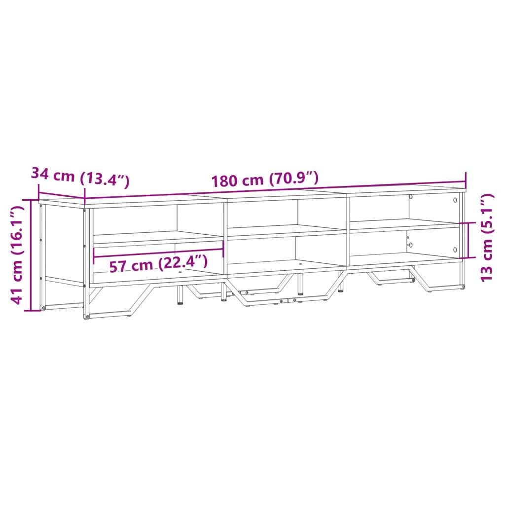 Dulap TV, negru, 180x34x41 cm, lemn prelucrat