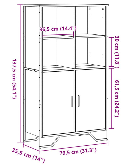 Încărcați imaginea în vizualizatorul Galerie, Dulap înalt, negru, 79,5x35,5x137,5 cm, lemn prelucrat
