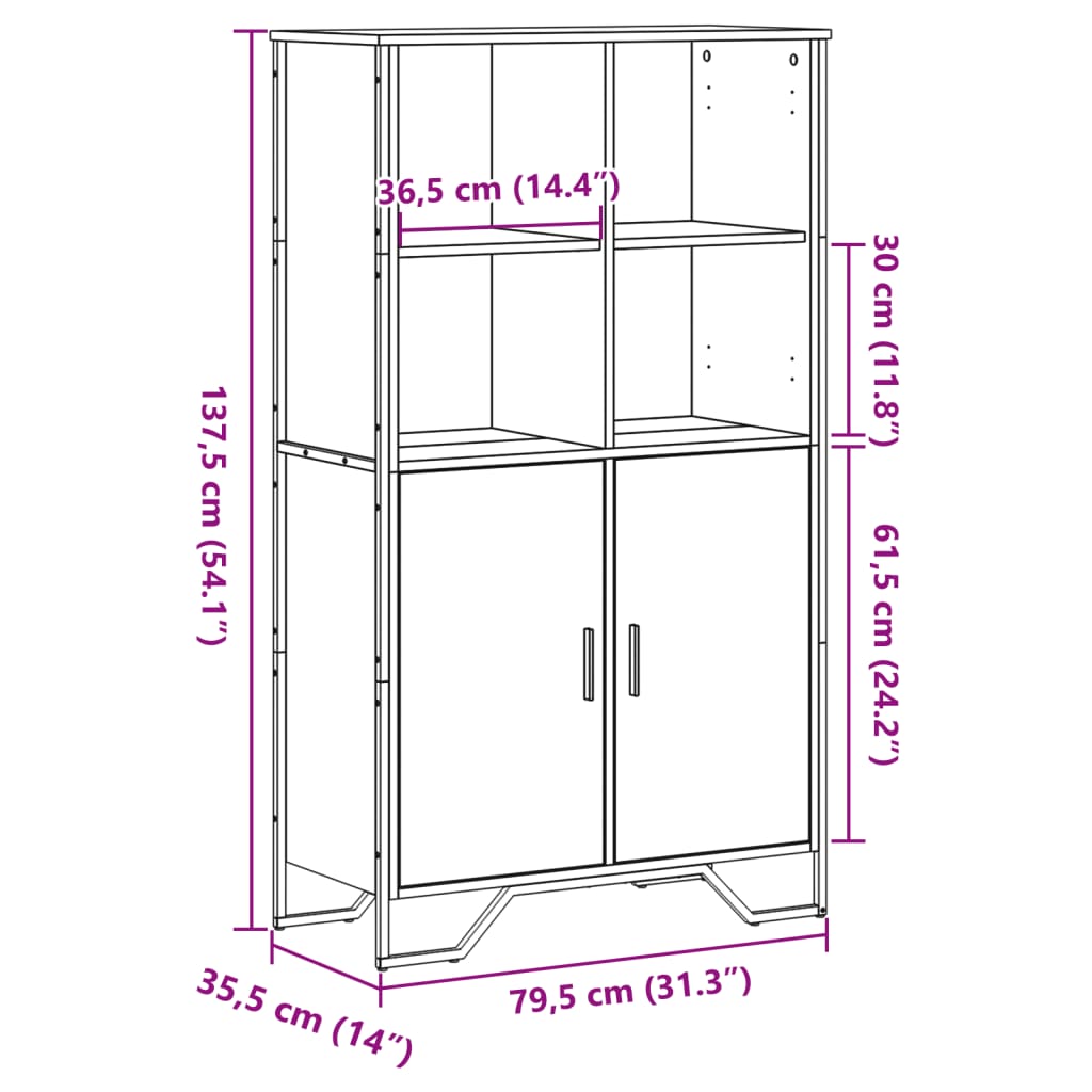 Dulap înalt, stejar sonoma, 79,5x35,5x137,5 cm, lemn prelucrat