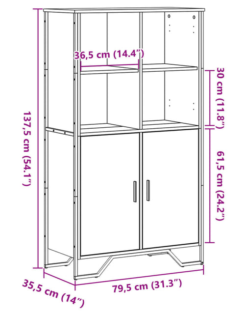 Încărcați imaginea în vizualizatorul Galerie, Dulap înalt, stejar fumuriu, 79,5x35,5x137,5 cm, lemn prelucrat
