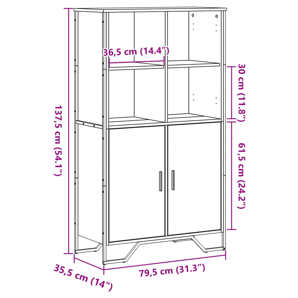 Dulap înalt, stejar maro, 79,5x35,5x137,5 cm, lemn prelucrat