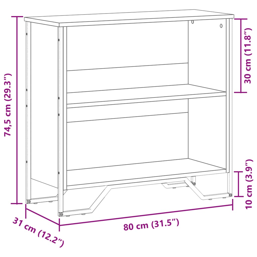 Bibliotecă, stejar sonoma, 80x31x74,5 cm, lemn prelucrat