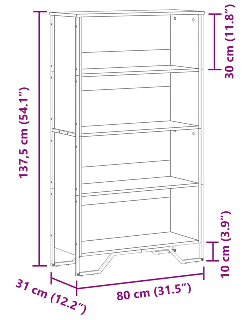 Încărcați imaginea în vizualizatorul Galerie, Bibliotecă, negru, 80x31x137,5 cm, lemn prelucrat
