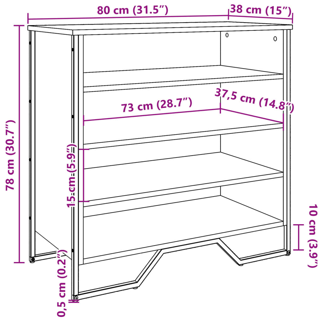 Pantofar, negru, 80x38x78 cm, lemn prelucrat