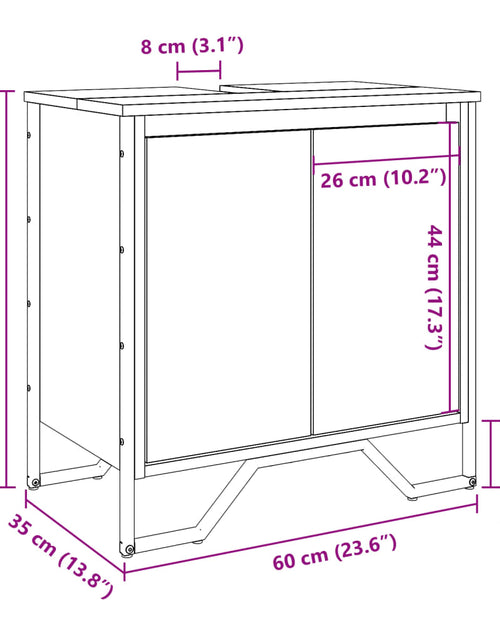Încărcați imaginea în vizualizatorul Galerie, Dulap chiuvetă baie, stejar fumuriu, 60x35x60 cm lemn prelucrat
