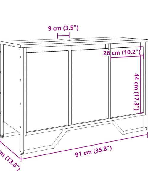 Încărcați imaginea în vizualizatorul Galerie, Dulap chiuvetă baie, stejar fumuriu, 91x35x60 cm lemn prelucrat
