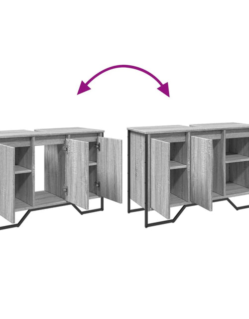 Загрузите изображение в средство просмотра галереи, Dulap chiuvetă baie, gri sonoma, 91x35x60 cm, lemn prelucrat
