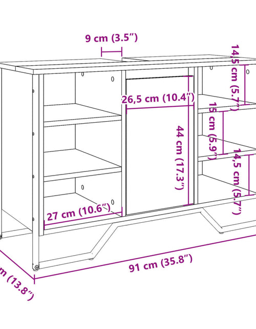 Încărcați imaginea în vizualizatorul Galerie, Dulap chiuvetă baie, stejar fumuriu, 91x35x60 cm lemn prelucrat
