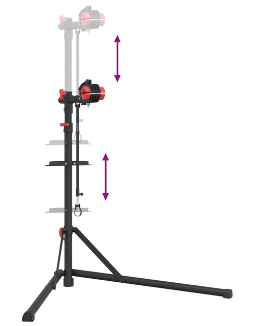 Загрузите изображение в средство просмотра галереи, Suport reparare biciclete pliabil reglabil 92-152 cm roșu oțel
