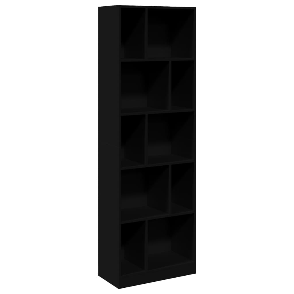 Bibliotecă, negru, 57x28,5x174 cm, lemn prelucrat