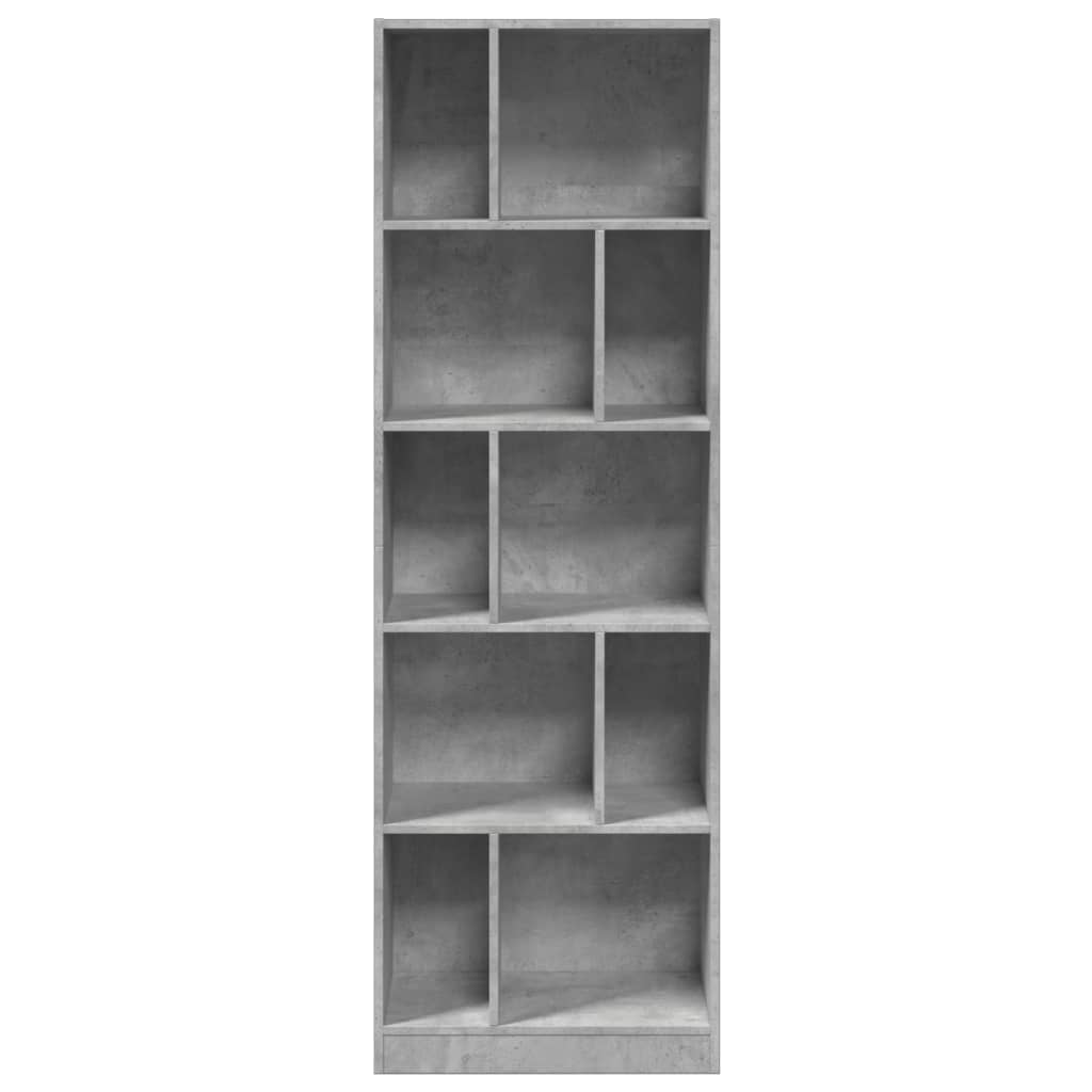 Bibliotecă, gri beton, 57x28,5x174 cm, lemn prelucrat