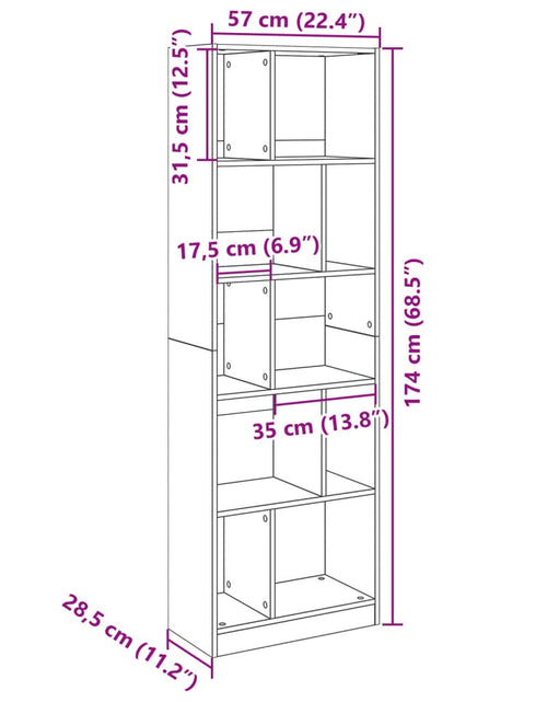 Загрузите изображение в средство просмотра галереи, Bibliotecă, gri beton, 57x28,5x174 cm, lemn prelucrat
