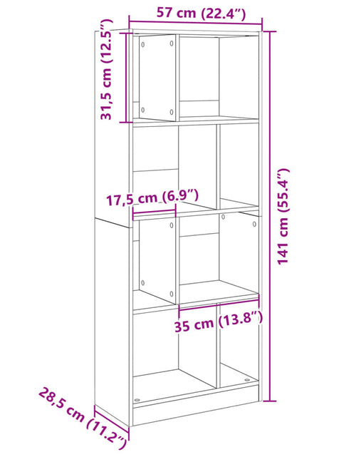 Încărcați imaginea în vizualizatorul Galerie, Bibliotecă, gri beton, 57x28,5x141 cm, lemn prelucrat
