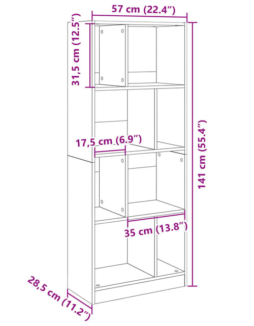 Încărcați imaginea în vizualizatorul Galerie, Bibliotecă, gri sonoma, 57x28,5x141 cm, lemn prelucrat
