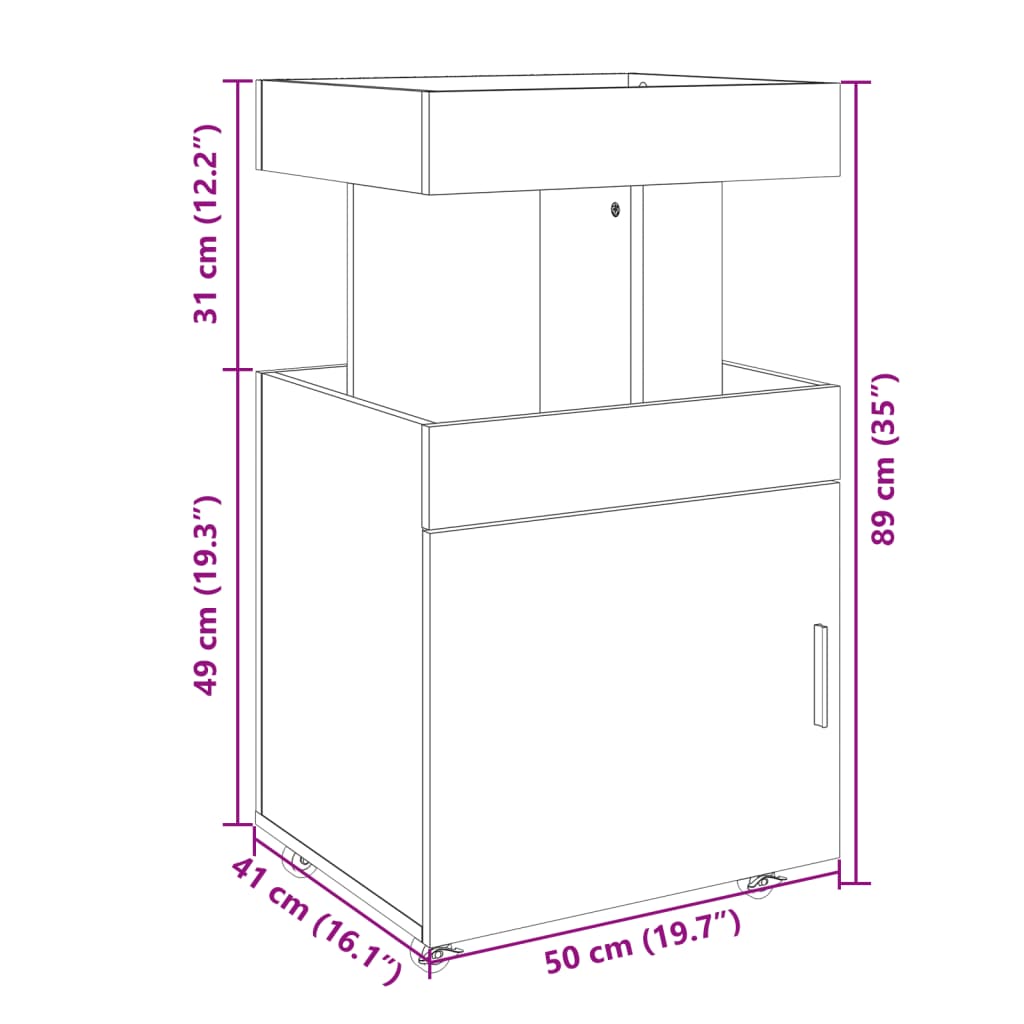 Cărucior de bar, gri beton, 50x41x89 cm, lemn prelucrat