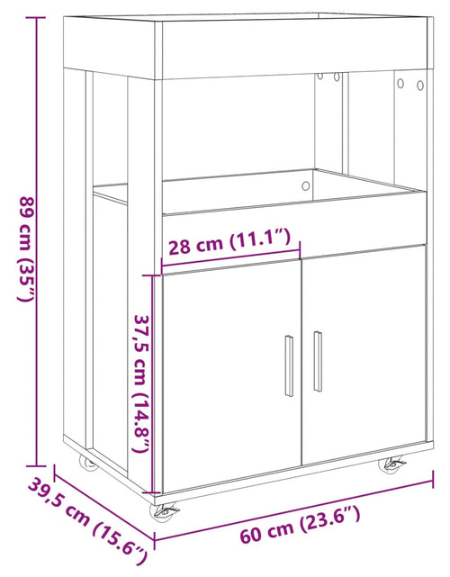 Загрузите изображение в средство просмотра галереи, Cărucior de bar, gri beton, 60x39,5x89 cm, lemn prelucrat
