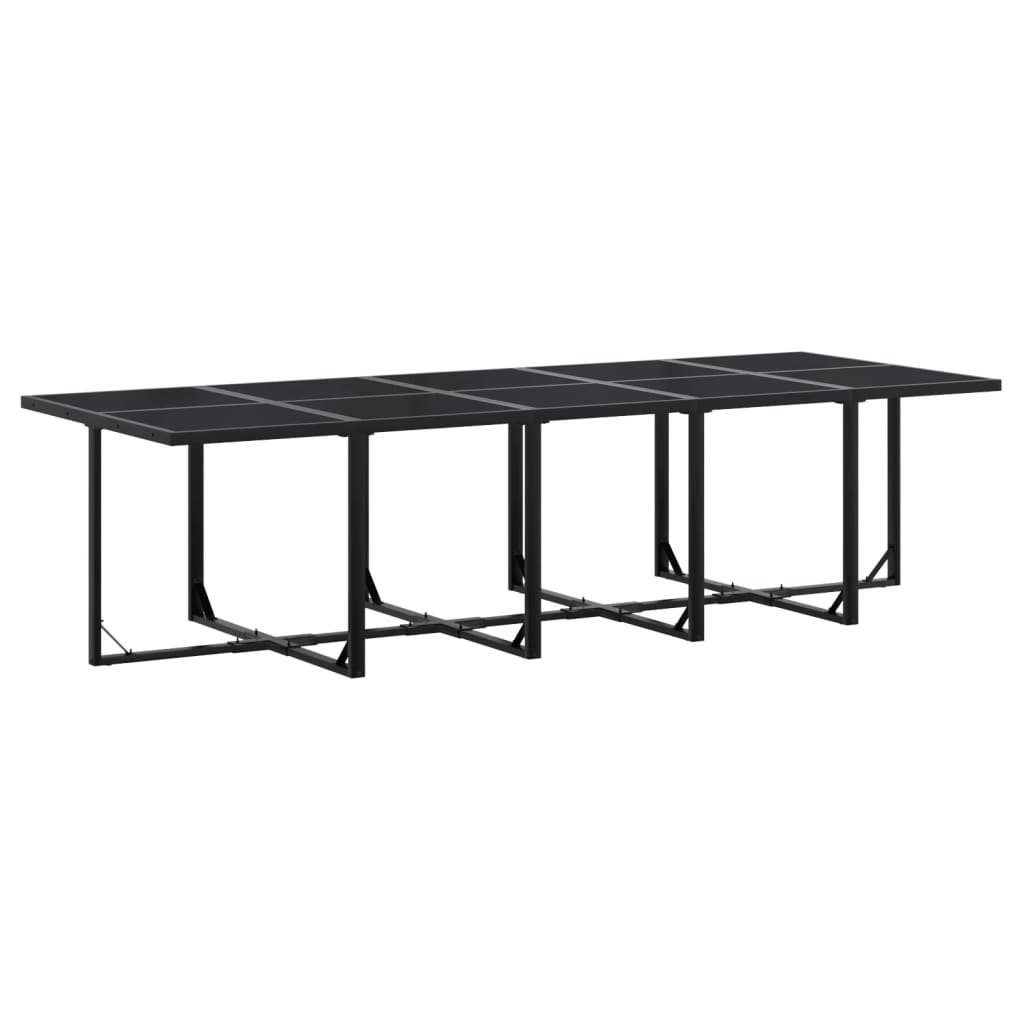 Set mobilier de exterior cu perne, 11 piese, negru, poliratan