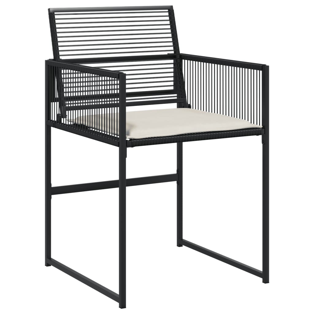 Set mobilier de exterior cu perne, 11 piese, negru, poliratan