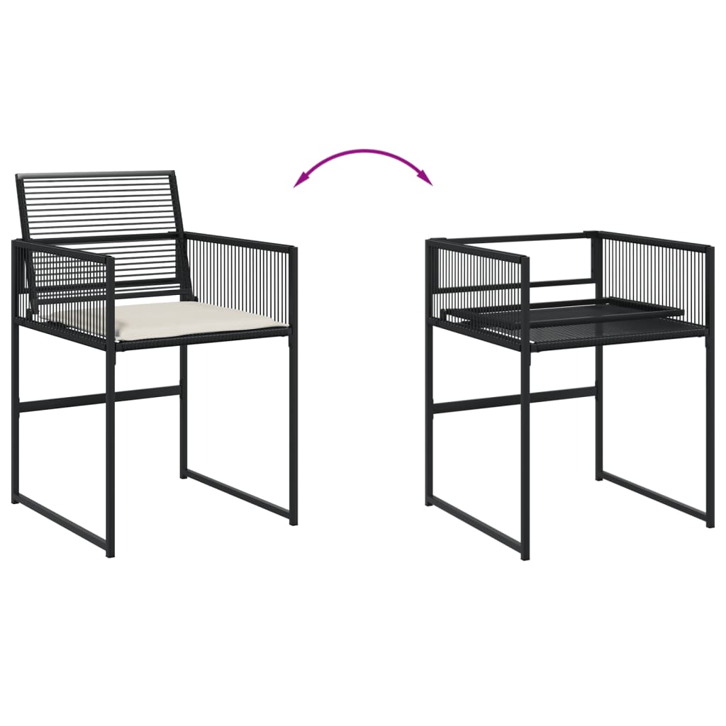 Set mobilier de exterior cu perne, 11 piese, negru, poliratan